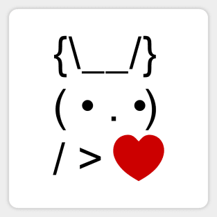 ASCII Text Art Bunny Rabbit Give Heart Magnet